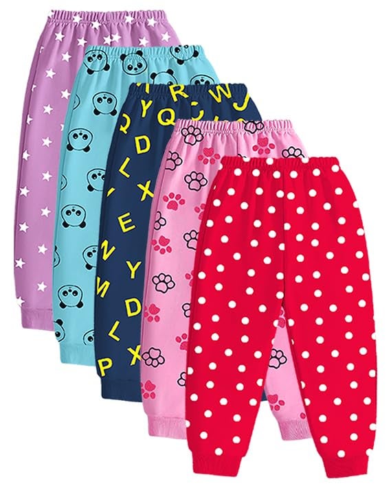 Kuchipoo Baby Girl Cotton Blend Regular Fit Pyjamas - Pack of 5 (Multicolor, 12-18 Months, PAJ-170) - Image 1