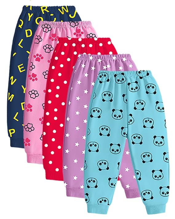 Kuchipoo Baby Girl Cotton Blend Regular Fit Pyjamas - Pack of 5 (Multicolor, 12-18 Months, PAJ-170) - Image 2