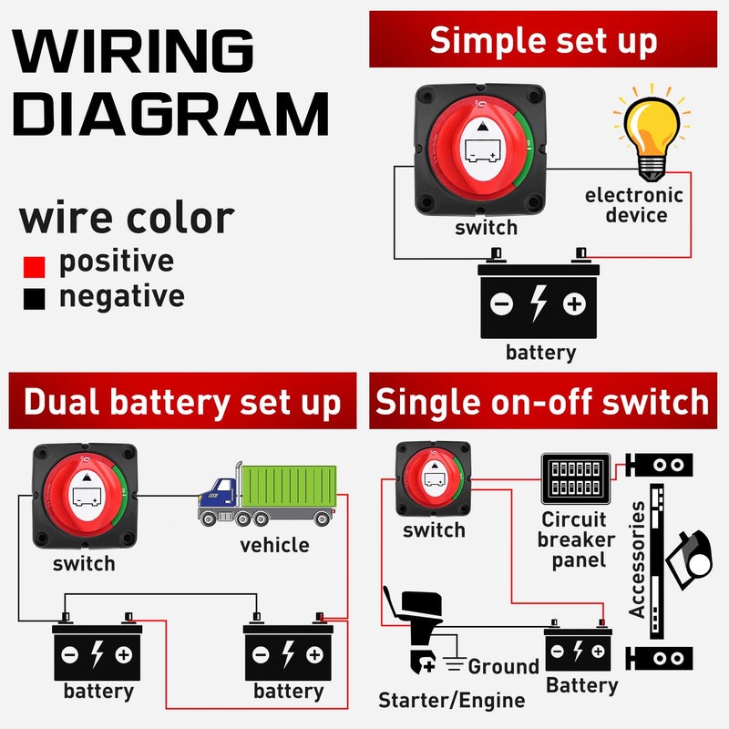 Nilight 600A High Current Battery Switch 12V 24V 48V ON Off Heavy Duty Battery Power Cut Master Switch Disconnect Isolator for Truck Vehicle Trailer RV Marine Boat Yacht - Image 3