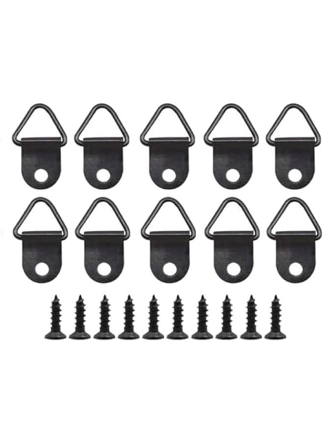 50 Sets Metal Picture Hangers with Screws, Small Triangle Ring Picture Hooks Kit for Hanging Plated Photo Frame Wire Wall Decor Art (Black), ZAA240109 - Image 1