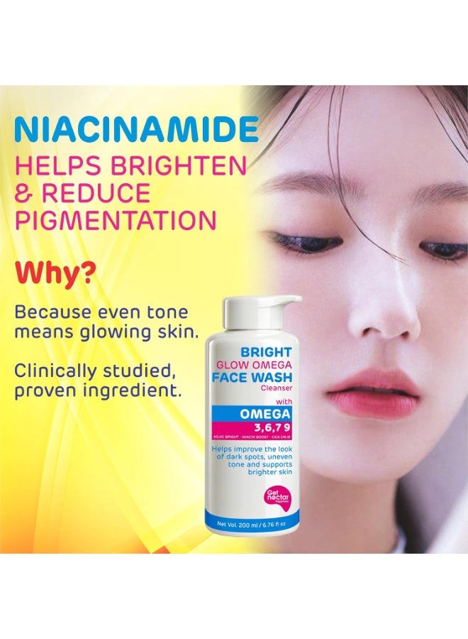 Get Nectar Happiness احصلي على غسول الوجه "Nectar Happiness Bright Glow Omega" | يعالج البقع الداكنة والتصبغات، ويفتح البشرة ويمنحها إشراقاً وتجانساً في اللون؛ منظف يومي لطيف لبشرة متألقة ومشرقة – 200 مل - Image 4