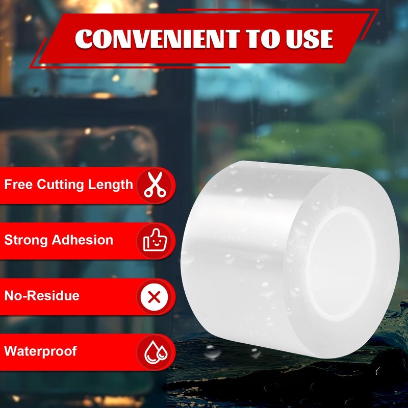 PackYard Transparent Window Weather Sealing Tape 2 Inch x 16.5 FT Weather Stripping Residue-Free Clear Window Insulation Caulk for Shower Glass Gaps and Clear Tape Doors Windows Windproof - Image 4