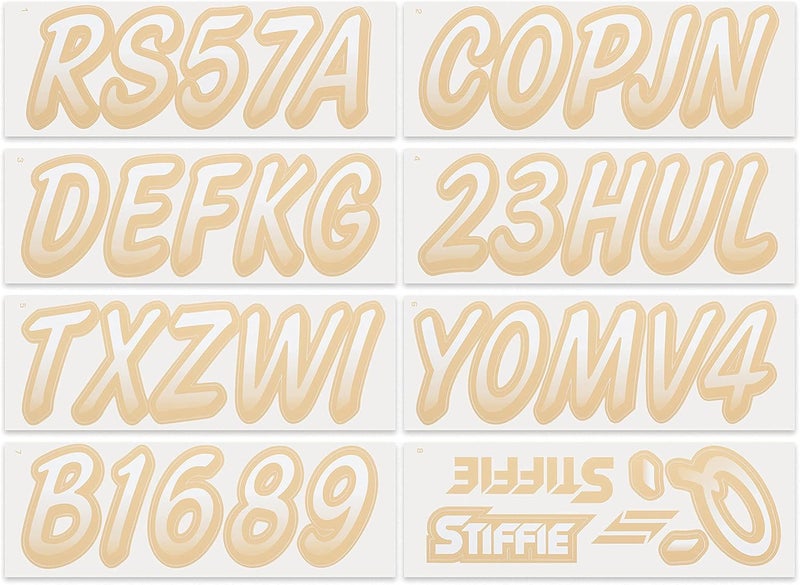 Stiffie Whipline White/Tan 3" Boat & PWC Registration Decals • Numbers Letters Stickers - Image 3