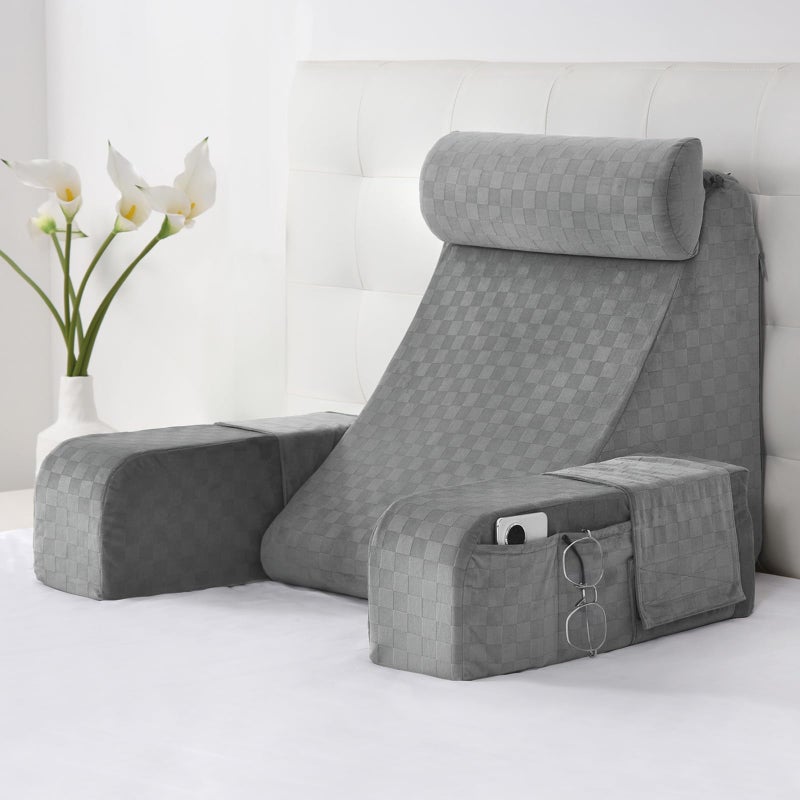 Vekkia Reading Pillow for Adults â€“ Ergonomic 45Â° Wedge Back Support Chair for Sitting in Bed, XL Side Pockets, Perfect for Working, Gaming, Watching TV, Relaxing, or Recovery, Great Gift Idea, 19â€ - Image 1