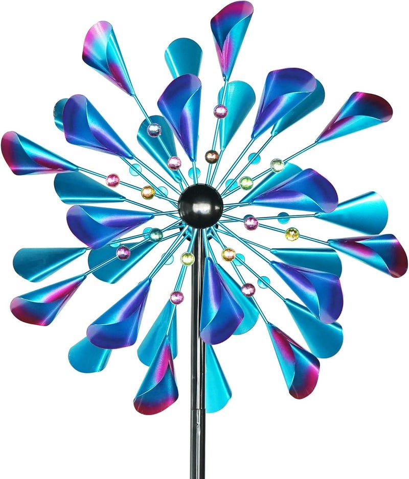 Decoroca Wind Spinner Choice for Families - 72in Large Outdoor Metal Wind Spinners - Pretty Outdoor Decor Birthday Loves - 21" W x 72" H (Double Blades) - Image 1