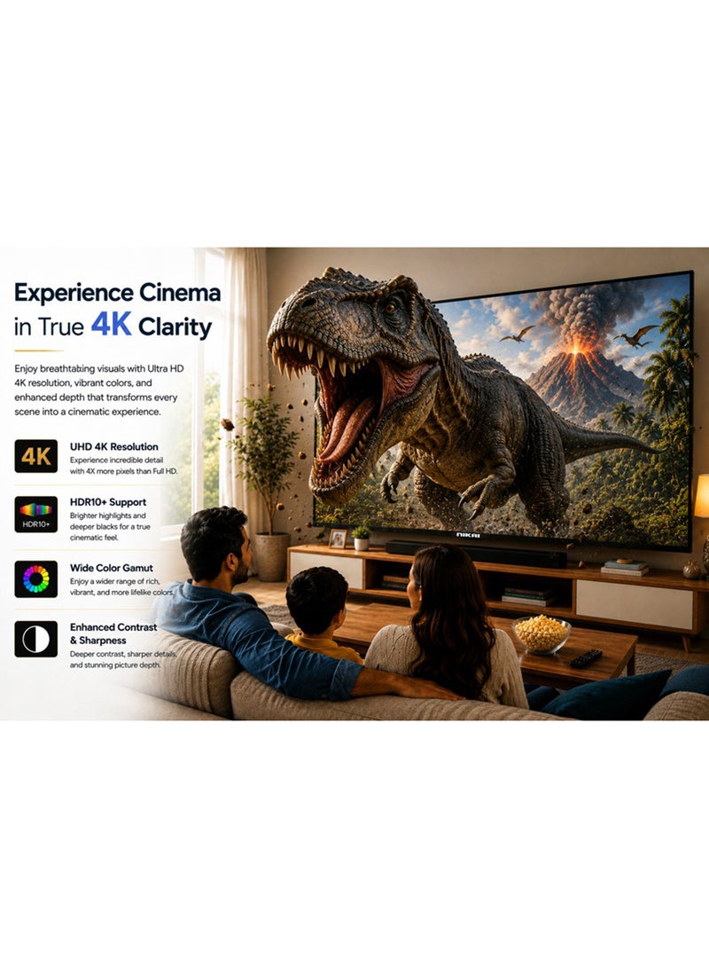 NIKAI 75-inch 4K UHD Smart TV Tizen OS (Samsung Powered) Ultra HD LED Television | HDR10 | Voice Control | Built-in WiFi | Bluetooth 2.1 + EDR | 5000:1 Contrast | 3 HDMI | 2 USB - 75QTZN4KSLED 75QTZN4KSLED Black - Image 3