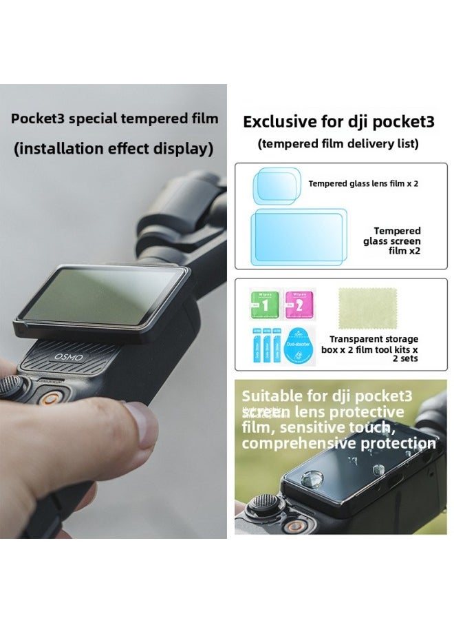 Generic For DJI Pocket 3 Yuntai Osmo Pocket 3 Eyes Accessories Desktop Foot Tempered Film Accessories-Color:2 Sets Of Pocket3 Explosion-proof Tempered Film  - Image 1