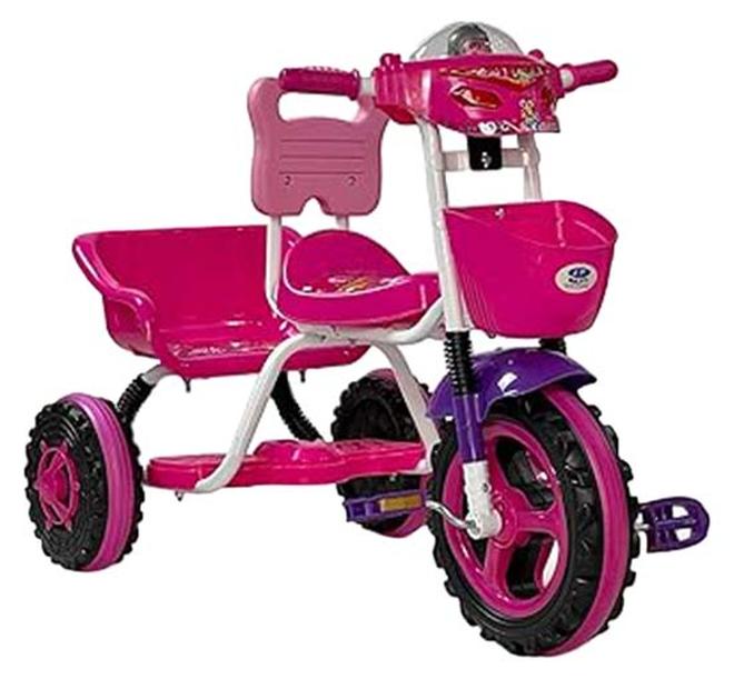 البدر دراجة توازن للأطفال بعمر من 2-6 سنوات البدر، ثلاثية العجلات الصغار مع مقعدين لطفلين، بثلاث عجلات سلة، موسيقى وأضواء الصغار، لون زهري - Image 1