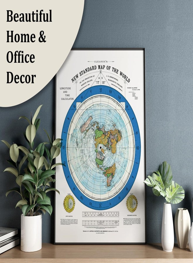 ArtCantHurtU Flat Earth Map of the World - 1892 Alexander Gleason Map -24x36 inches- Wall Art Poster Print Décor Gift - Circular Plane - Longitude and Time - Polar Azimuthal Projection - Flat Earthers - Unframed Home School Gift Decor - Image 5