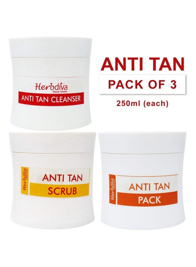 Herbdiva Anti Tan Scrub, Pack & Cleanser 250ml Each | Enriched With Clove Oil & Milk Protein | For Tan Removal, Beauty Forever, Pack of 3 - Image 2