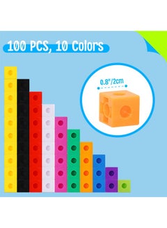 SpriteGru SpriteGru Math Linking Cubes, Set of 100 Math Cubes Manipulative Connecting and Counting Snap Blocks for Early Math and Construction, Educational Toy for Preschool, Kindergarten, Homeschool  - Image 2