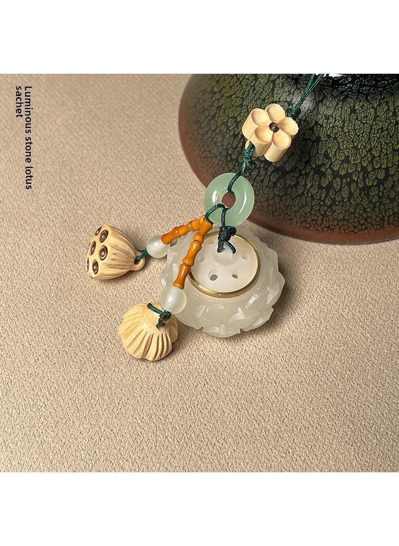 Luminous Hollow Fragrance Sachet Pixiu Phone Chain Retro Green Tan Pendant 10. Luminous Stone Lotus (Boxwood Lotus) Fragrant Pills