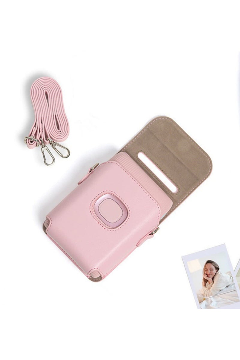 For Fujifilm Instax Mini Link 2 Printer Case Storage Bag PU Hard Protection Cover Compatible with Link2 Printer Accessory Protective Pouch for Smartphone Printer Pink - Image 2