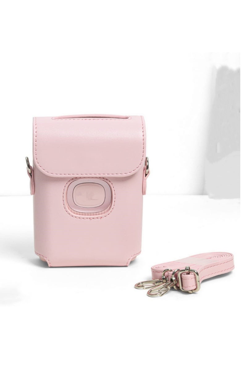 For Fujifilm Instax Mini Link 2 Printer Case Storage Bag PU Hard Protection Cover Compatible with Link2 Printer Accessory Protective Pouch for Smartphone Printer Pink - Image 3