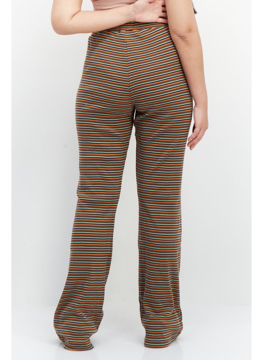 X-Girl Womer Embroidered Stripe Flare Pants, Brown  - Image 4