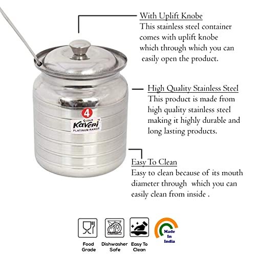 Kaveri VR827 Stainless Steel Oil Pot Container - 350 ml, 1 Pieces, Silver - Image 3