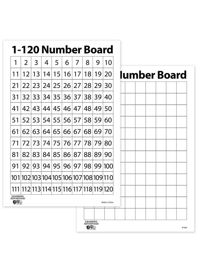 Learning Advantage LEARNING ADVANTAGE Dry Erase Boards - Numbers 1-120 - Set of 10 - Number Chart for Kids - Teach Early Numeracy - Hands-On Math Manipulatives  - Image 1