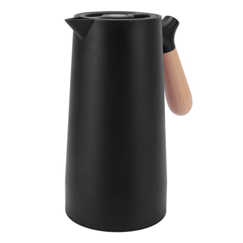 1L Thermal Coffee Carafe Black Double Wall Vacuum Insulated - 12H Heat Retention Leak Proof Thermos With Beech Wood Handle - Detachable Easy Clean Insulated Water Bottle For Home Camping Outdoor Hikin - Image 5