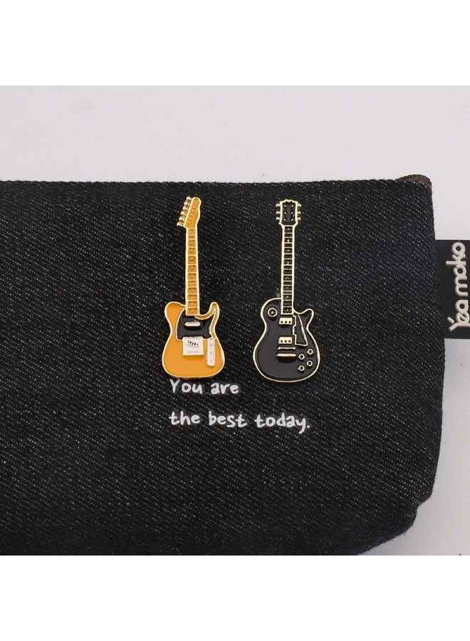 4-piece Retro Guitar Brooch Set, Creative Personality Rock Style Pin Badge Painted Brooch Accessories for School Bag Clothing Jackets Sweaters Scarf Jeans Backpacks Decoration - Image 5