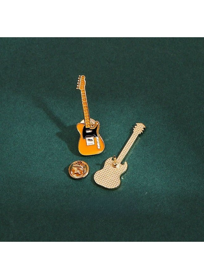 4-piece Retro Guitar Brooch Set, Creative Personality Rock Style Pin Badge Painted Brooch Accessories for School Bag Clothing Jackets Sweaters Scarf Jeans Backpacks Decoration - Image 3