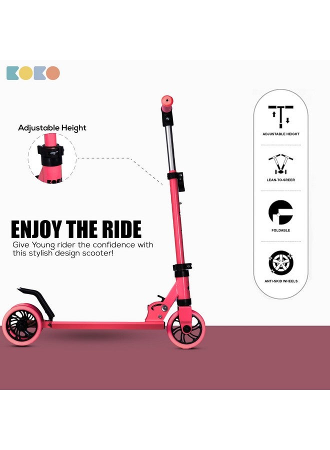 كوكو سكوتر كوكو راودي كيك سكيت مع ارتفاع قابل للتعديل وقابل للحمل، سكوتر للأطفال بعجلات LED من مادة PVC للأعمار من 3 سنوات فما فوق (الحد الأقصى لوزن المستخدم: 50 كجم) (وردي) - Image 4