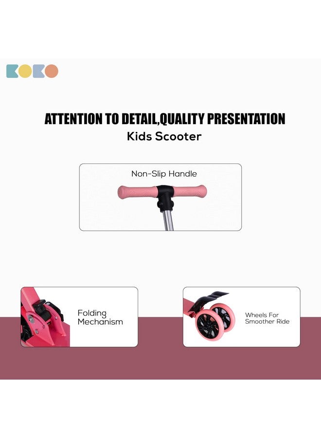كوكو سكوتر كوكو راودي كيك سكيت مع ارتفاع قابل للتعديل وقابل للحمل، سكوتر للأطفال بعجلات LED من مادة PVC للأعمار من 3 سنوات فما فوق (الحد الأقصى لوزن المستخدم: 50 كجم) (وردي) - Image 5