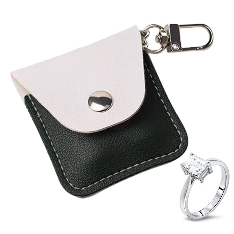 KONIDUN Leather Ring Holder Keychain for Gym, Portable Jewelry Travel Ring Keeper Case for Wedding ring and Necklaces, Quarter Holder Keychain - Image 1