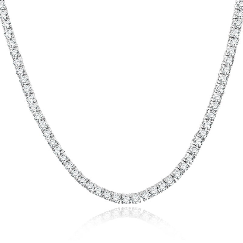Kose Tennis Necklace 18K White/Yellow Gold for Women and Men | 4 Prong Plated 5A 3.0mm Round Cubic Zirconia Cut Faux Diamond Tennis Chain (white gold, 16in) - Image 1