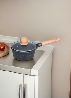 MGC Wooden Handle Non-Stick Spotted Soup Pot Fashion Insulation Wooden Handle Glass Lid Non-Stick Cookware Simple Spotted Wood Top Button Glass Lid Small Cooking Pot  - Image 2