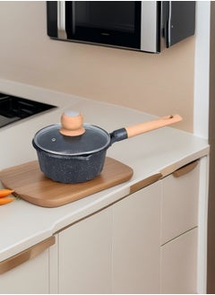 MGC Wooden Handle Non-Stick Spotted Soup Pot Fashion Insulation Wooden Handle Glass Lid Non-Stick Cookware Simple Spotted Wood Top Button Glass Lid Small Cooking Pot  - Image 1