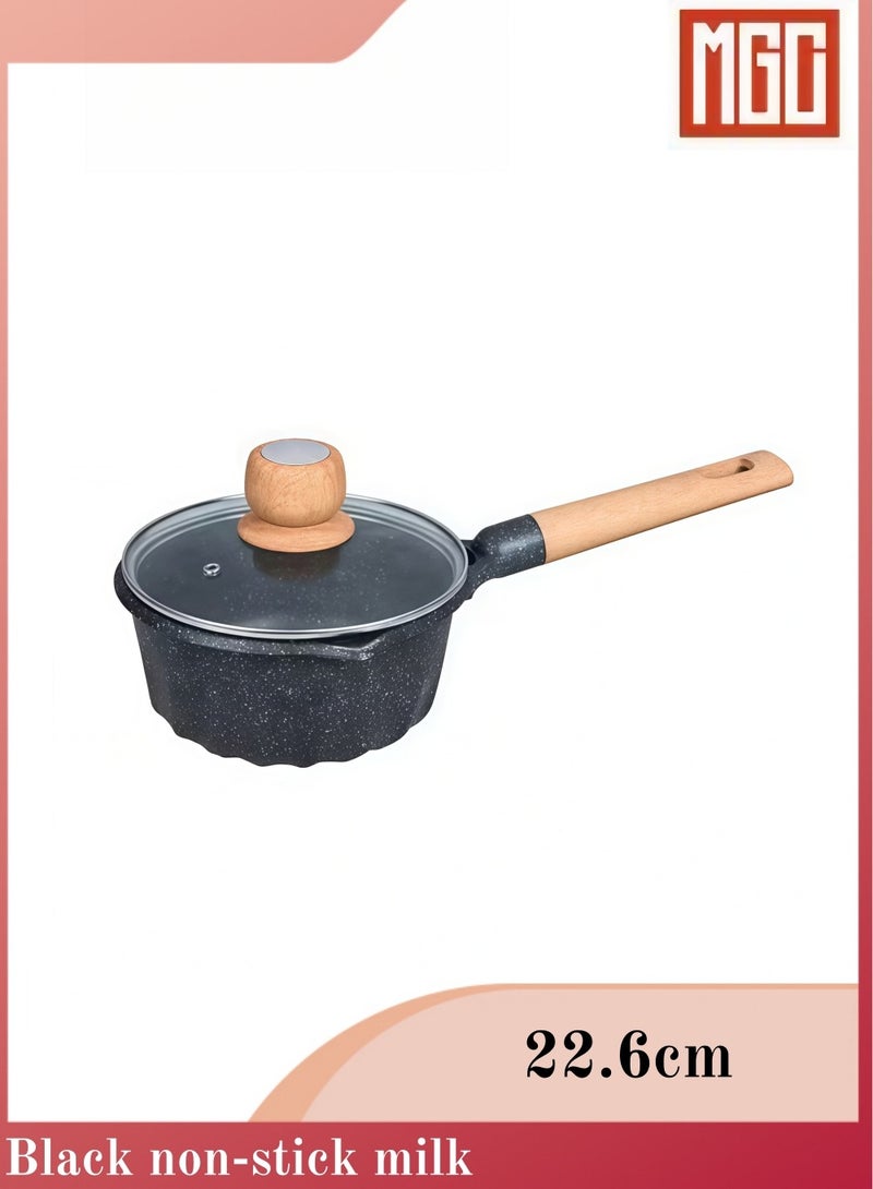MGC Milk pot, non-stick saucepan Wooden handle non-stick saucepan with insulated wooden handle and glass lid - Image 1