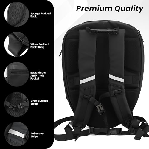 REDHORNS LED Eyes Biker Backpack for Motorcycle Riding, Hard Shell Expandable Motorbike Rider Backpack, Waterproof DIY Daypack for Travelling Camping Cycling Helmet Storage Bag (Road King) - Image 5