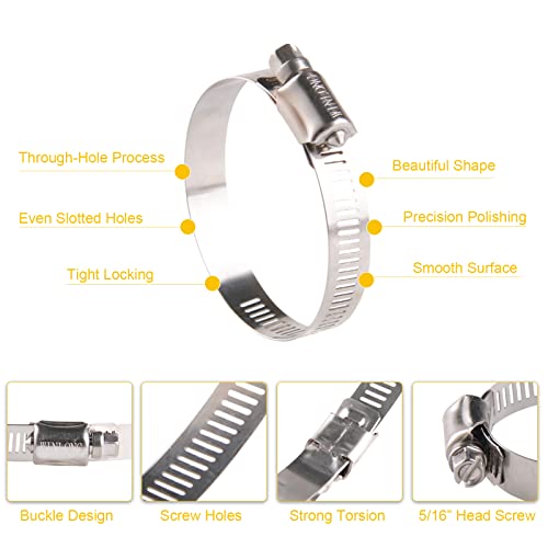 WIN-LONG Winlong Stainless Steel 2'' Hose Clamps, 10PK SAE 36 Worm Gear Hose Clamps Adjustable 1 3/4 Inch-2 3/4 Inch (45-70mm) for Automotive Plumbing, 2 1/2'', 2.5'', 2 1/4'' Hose Clamps - Image 4