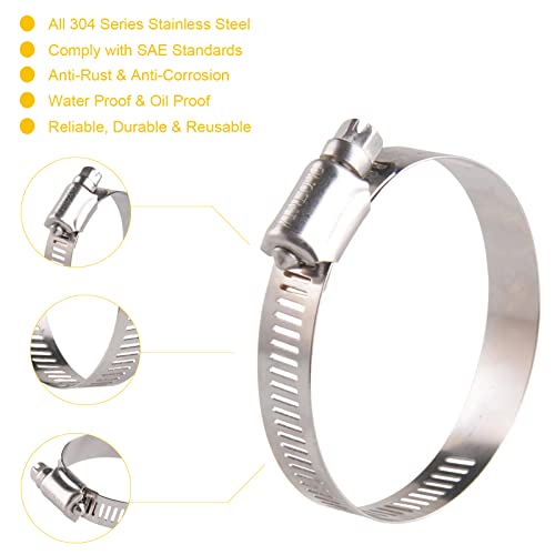 WIN-LONG Winlong Stainless Steel 2'' Hose Clamps, 10PK SAE 36 Worm Gear Hose Clamps Adjustable 1 3/4 Inch-2 3/4 Inch (45-70mm) for Automotive Plumbing, 2 1/2'', 2.5'', 2 1/4'' Hose Clamps - Image 3