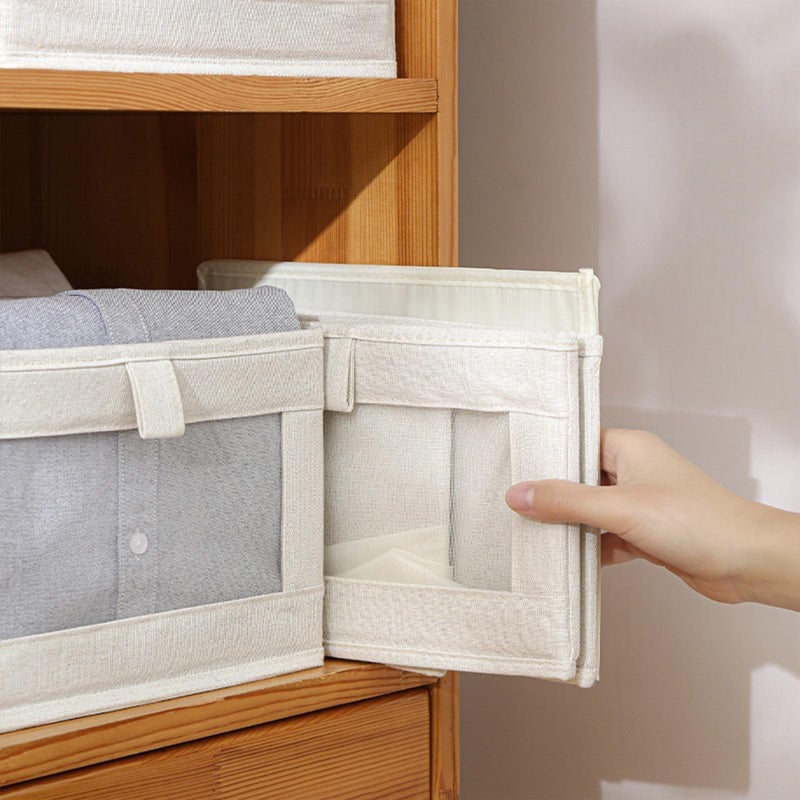 Pradnel Linen Closet Organizers And Storage, 6 Pack Closet Storage Bins Linen Closet Baskets for Closet Organization Foldable Closet Organizer Bins with Clear Window For Organizing Clothing, Jeans, Shelves - Image 5