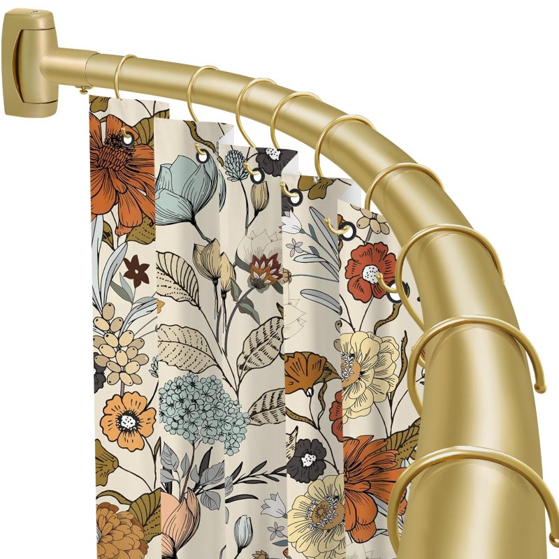 YNL Curved Shower Curtain Rod 35-82In(2.9-6.8Ft), Gold Round Rustproof Shower Rod for Bathroom Bathtub, Adjustable Arched Shower Curtain Rod, Never Rust|Extra Space|Non-Slip|Expandable|Need to Drill. - Image 1