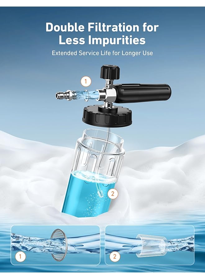 Astroai Wide Neck Foam Cannon Aluminum, With 1/4 Inch Quick Connector Plug To Pressure Washer, 1 Liter - Image 4