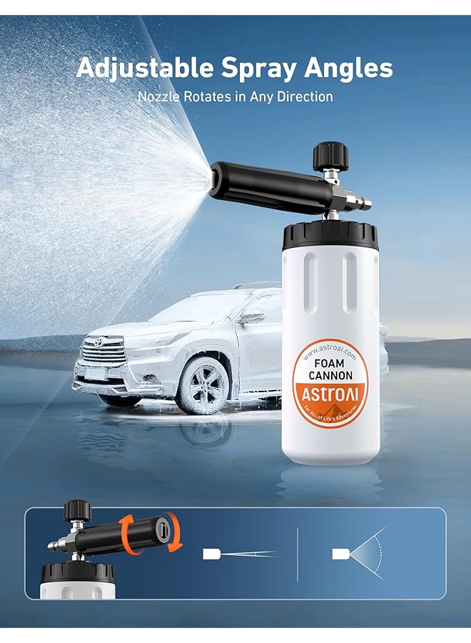 Astroai Wide Neck Foam Cannon Aluminum, With 1/4 Inch Quick Connector Plug To Pressure Washer, 1 Liter - Image 3