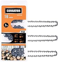SUNGATOR SUNGATOR 3-Pack 16 Inch Chainsaw Chain SG-R56, 3/8" LP Pitch - .043" Gauge - 56 Drive Links, Compatible with Poulan,  - Image 1