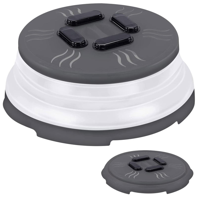 Hover Cover Collapsible Magnetic Splatter Cover 10Inch Clear BPAFree Food Lid Vented Plate Guard with Steam Vents AntiSplash Microwave Lid Dishwasher Safe SpaceSaving Magnetic Storage Charcoal