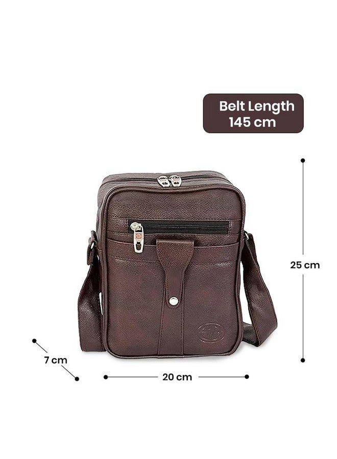 Storite Storite Stylish PU Leather Padded Sling Cross Body Travel Office Business Messenger One Side Shoulder Bag for Men Women (Brown - 25 x 20 x 7 Cm) - Image 2