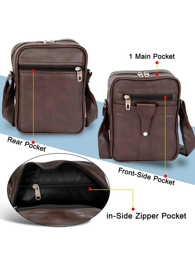 Storite Storite Stylish PU Leather Padded Sling Cross Body Travel Office Business Messenger One Side Shoulder Bag for Men Women (Brown - 25 x 20 x 7 Cm) - Image 3