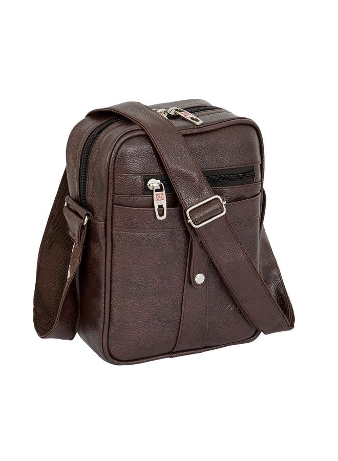 Storite Storite Stylish PU Leather Padded Sling Cross Body Travel Office Business Messenger One Side Shoulder Bag for Men Women (Brown - 25 x 20 x 7 Cm) - Image 1