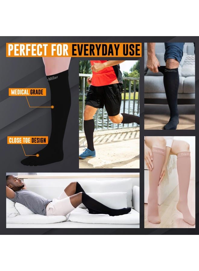 Doc Miller Premium Calf Compression Sleeve 1 Pair 20-30mmHg Strong Calf Support Fashionable Colors Graduated Pressure for Sports Running Muscle Recovery Shin Splints Varicose Veins (Black, Large) - Image 2