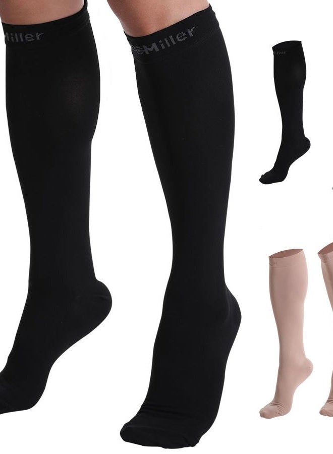 Doc Miller Premium Calf Compression Sleeve 1 Pair 20-30mmHg Strong Calf Support Fashionable Colors Graduated Pressure for Sports Running Muscle Recovery Shin Splints Varicose Veins (Black, Large) - Image 1