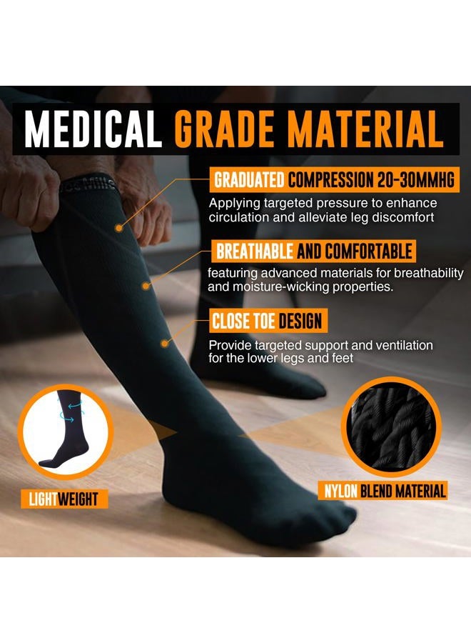 Doc Miller Premium Calf Compression Sleeve 1 Pair 20-30mmHg Strong Calf Support Fashionable Colors Graduated Pressure for Sports Running Muscle Recovery Shin Splints Varicose Veins (Black, Large) - Image 4