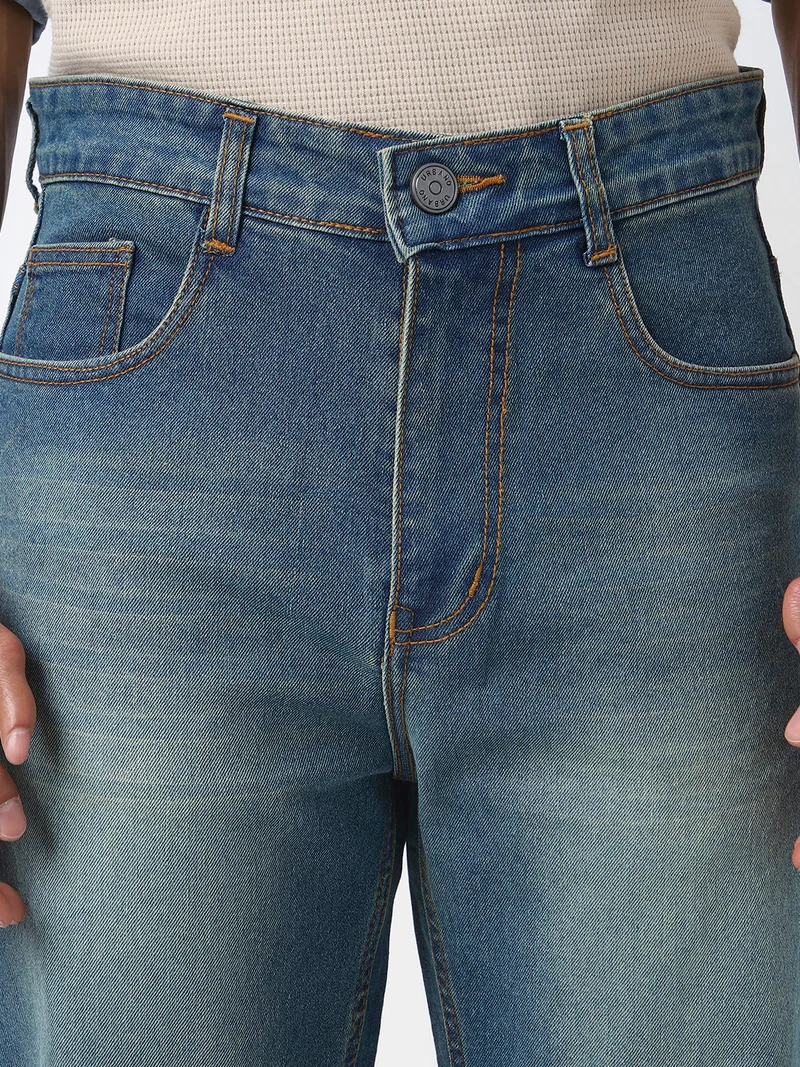 Urbano Fashion  Urbano Fashion Men's Light Blue Straight Fit Washed Jeans Stretchable  | Best Price UAE