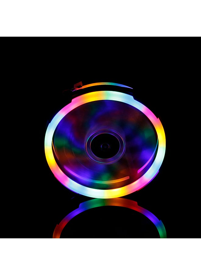 12cm Aurora RGB Eclipse LED Color Changing Dual Aperture Desktop Computer Case Fan with Large 4P Interface (5-Pack) - Image 2