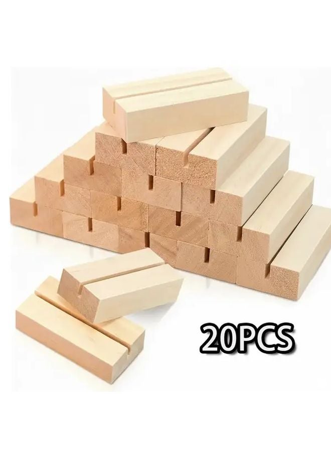 20pcs Natural Wood Paper Place Card Holders Smooth Light Wood Finish Table Number Displays - Image 1