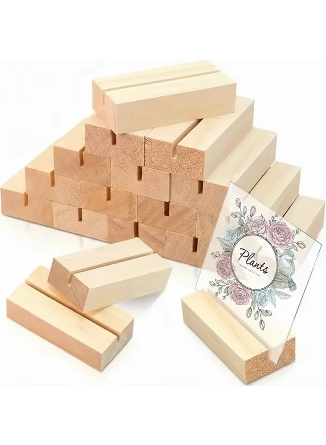 20pcs Natural Wood Paper Place Card Holders Smooth Light Wood Finish Table Number Displays - Image 2